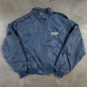 80s Vintage Budweiser Light Navy Blue Windbreaker Jacket